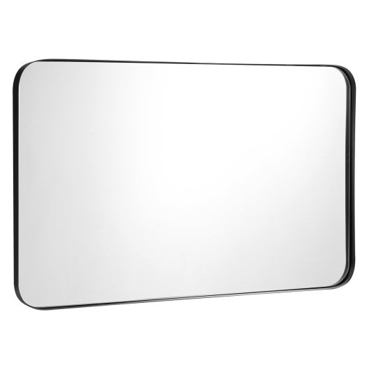 32 Inch x 20 Inch Metal Frame Wall-Mounted Rectangle Mirror-Black