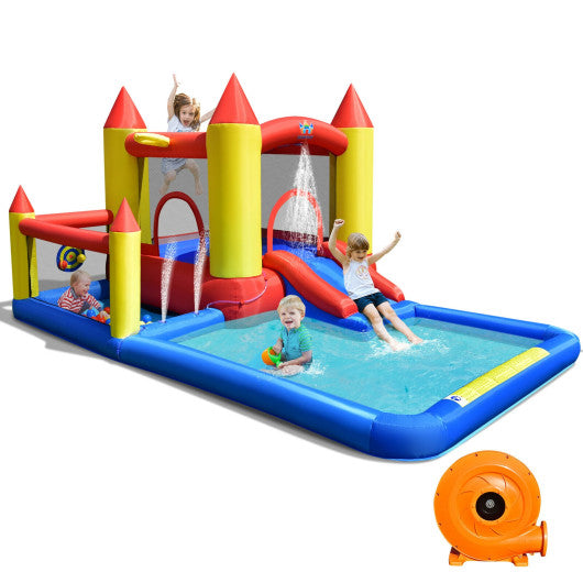 Inflatable Water Slide Castle Kids Bounce House with 480W Blower