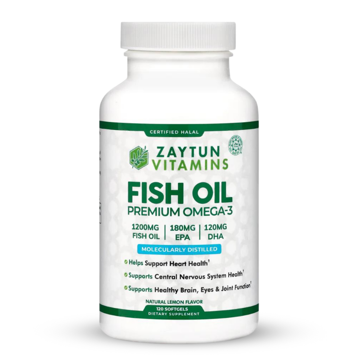 Halal Fish Oil Omega-3 (Halal Gelatin) Softgels by Zaytun Vitamins