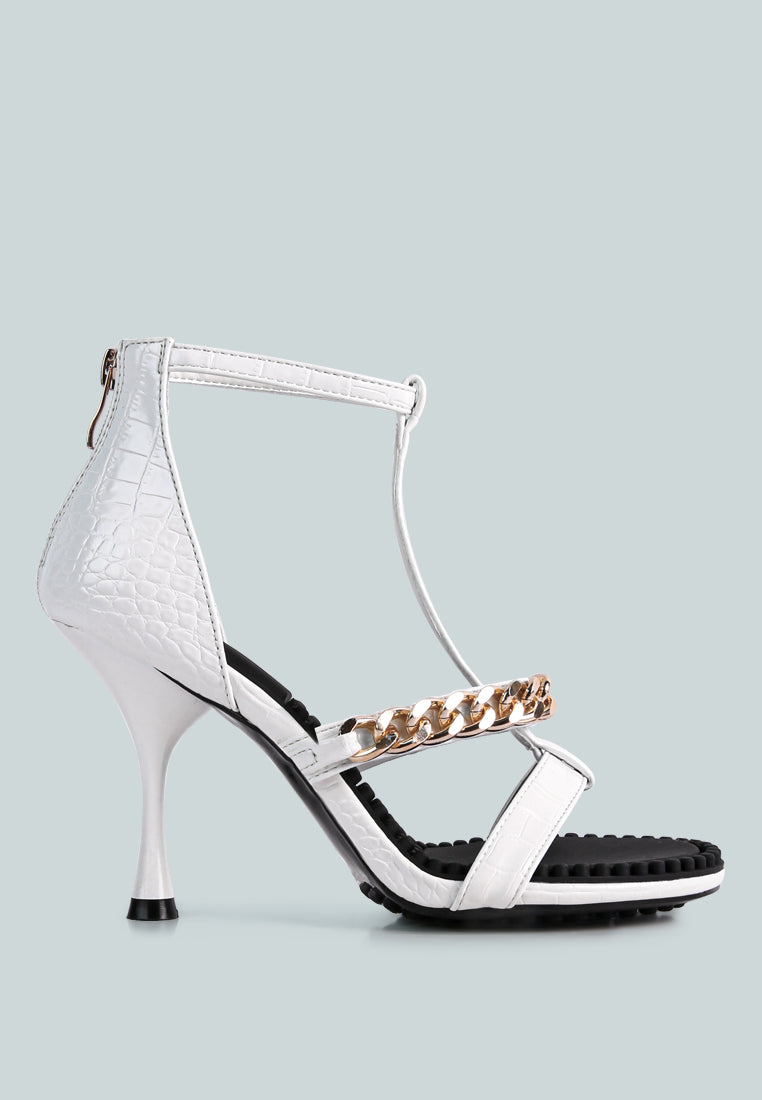 dakota metal chain mid heel sandals by London Rag