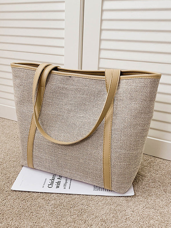 Casual Simple Solid Color Canvas Tote Bag by migunica