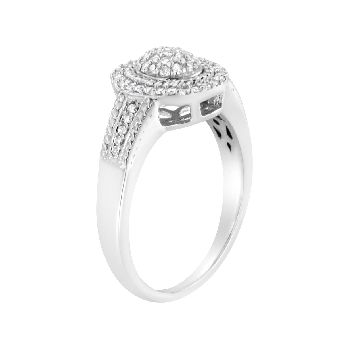 .925 Sterling Silver 1/3 Cttw Pave Set Round-Cut Diamond Braided Halo Cocktail Ring (I-J Color, I2-I3 Clarity) by Infinite Jewels