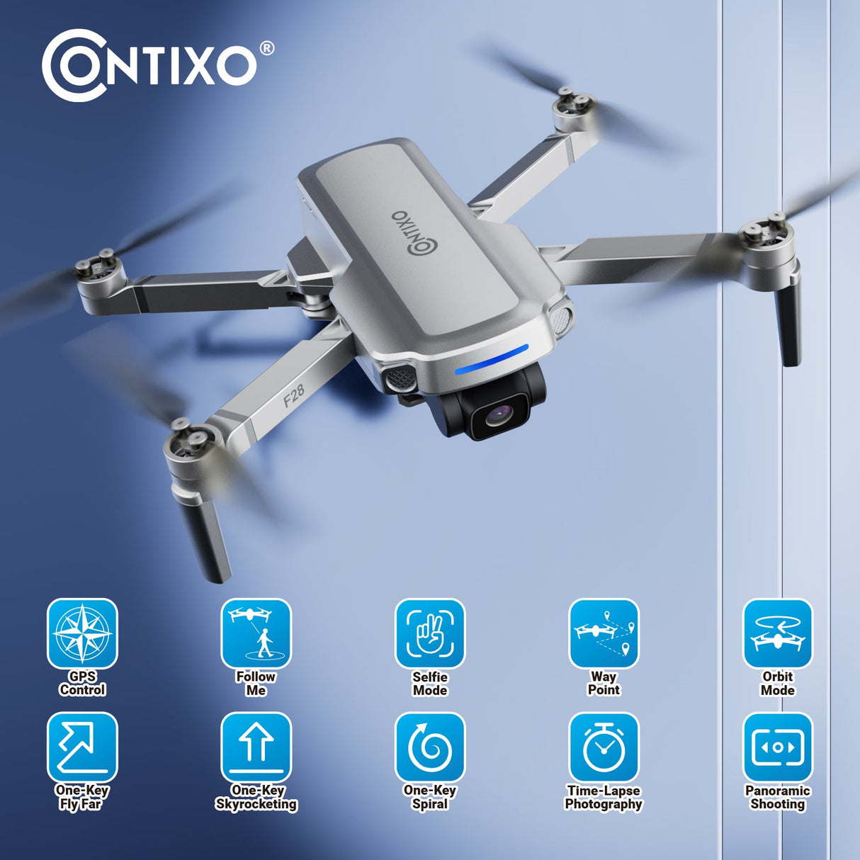 Contixo F28 Foldable Drone with 2K FHD Camera and Carrying Case by Contixo