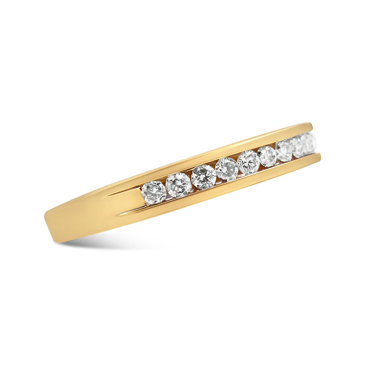 10K Yellow Gold Plated .925 Sterling Silver 1/4 Cttw Channel Set Round Diamond 11 Stone Wedding Band Ring (K-L Color, I1-I2 Clarity) by Infinite Jewels