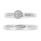 .925 Sterling Silver Diamond Accent Frame Twist Shank Bridal Set Ring and Band (I-J Color, I3 Clarity) by Infinite Jewels