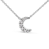 10K White Gold Diamond Accented Crescent Moon Shaped 18" Inch Pendant Necklace (H-I Color, I1-I2 Clarity) by Infinite Jewels