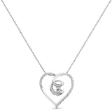 .925 Sterling Silver 1/4 Cttw Brilliant-Cut Diamond Open Heart Twisted Awareness Ribbon 18" Pendant Necklace (H-I Color, I1-I2 Clarity) by Haus of Brilliance