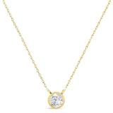 .925 Sterling Silver Round-Cut Diamond Bezel 18" Pendant Necklace (J-K Color, I1-I2 Clarity) by Haus of Brilliance