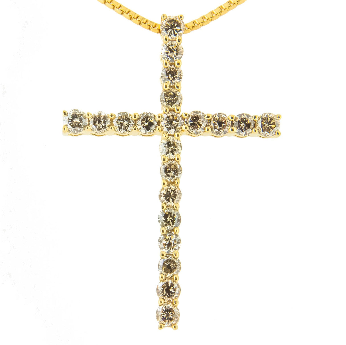 .925 Sterling Silver 1.0 Cttw Champagne Diamond Gold Cross Pendant Necklace for Women (Champagne Color, I1-I2 Clarity)- 18 inch by Infinite Jewels