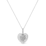 .925 Sterling Silver Pave-Set Diamond Accent Heart Shape 18" Pendant Necklace (I-J Color, I1-I2 Clarity) by Infinite Jewels