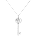 .925 Sterling Silver Diamond Accent Zodiac Key 18" Pendant Necklace (K-L Color, I1-I2 Clarity) by Haus of Brilliance