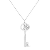 .925 Sterling Silver Diamond Accent Zodiac Key 18" Pendant Necklace (K-L Color, I1-I2 Clarity) by Haus of Brilliance