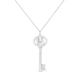 .925 Sterling Silver Diamond Accent Zodiac Key 18" Pendant Necklace (K-L Color, I1-I2 Clarity) by Haus of Brilliance