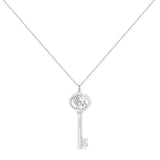 .925 Sterling Silver Diamond Accent Zodiac Key 18" Pendant Necklace (K-L Color, I1-I2 Clarity) by Haus of Brilliance