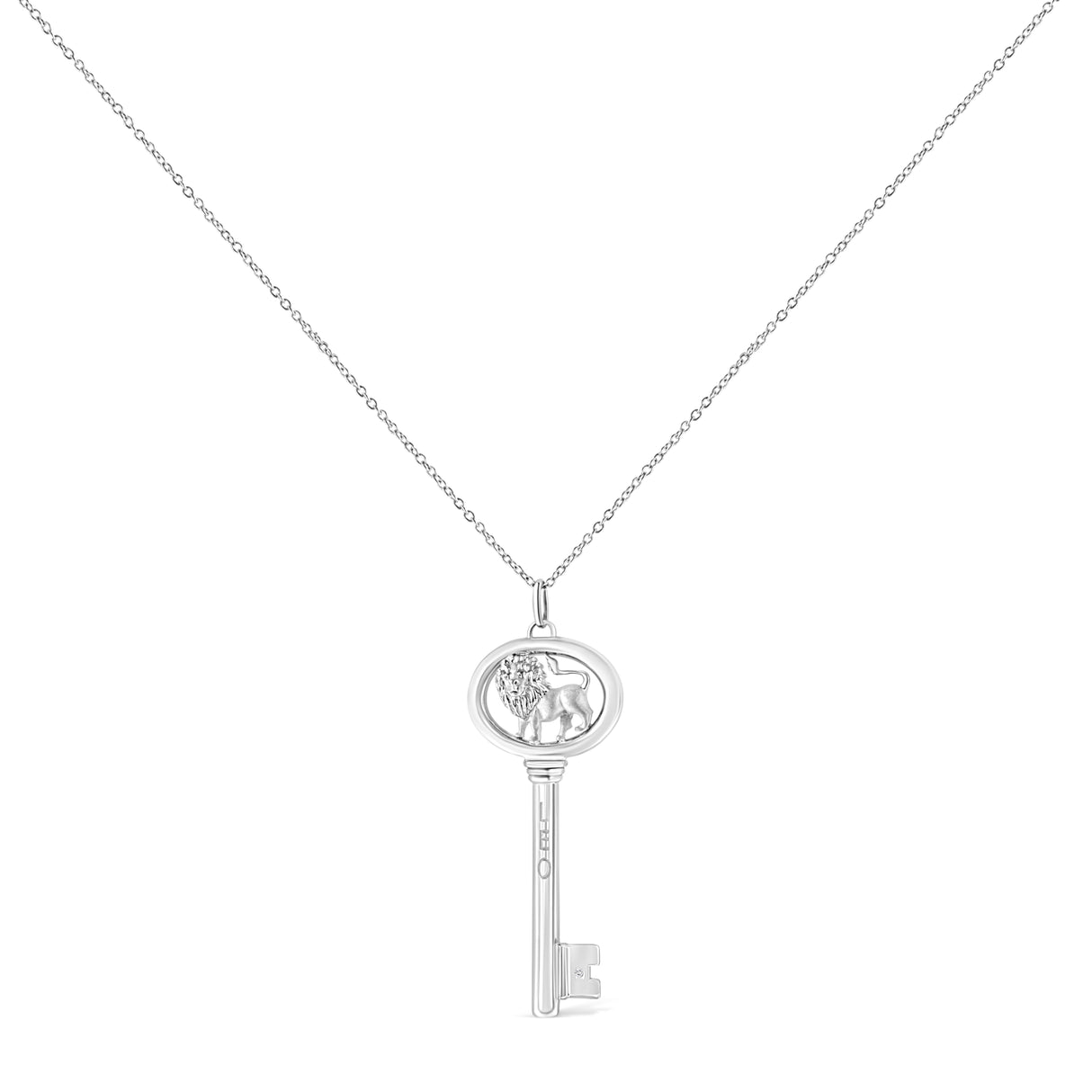 .925 Sterling Silver Diamond Accent Zodiac Key 18" Pendant Necklace (K-L Color, I1-I2 Clarity) by Infinite Jewels