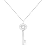 .925 Sterling Silver Diamond Accent Zodiac Key 18" Pendant Necklace (K-L Color, I1-I2 Clarity) by Haus of Brilliance