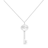 .925 Sterling Silver Diamond Accent Zodiac Key 18" Pendant Necklace (K-L Color, I1-I2 Clarity) by Haus of Brilliance