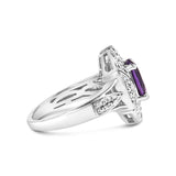 .925 Sterling Silver 9x7mm Oval Purple Amethyst and Round Diamond Accent Fashion Cocktail Ring (I-J Color, I1-I2 Clarity) by Infinite Jewels