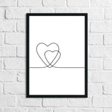 2 Hearts Simple Line Work Bedroom Wall Decor Print by WinsterCreations™ Official Store