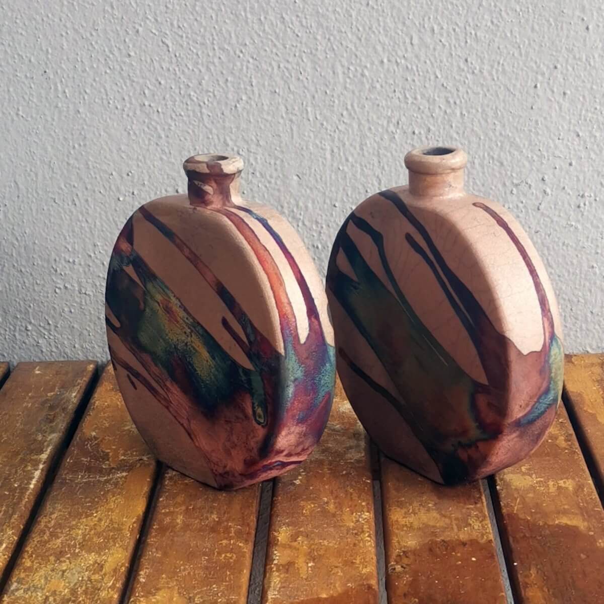 2 Pack Kumo raku pottery vases by RAAQUU