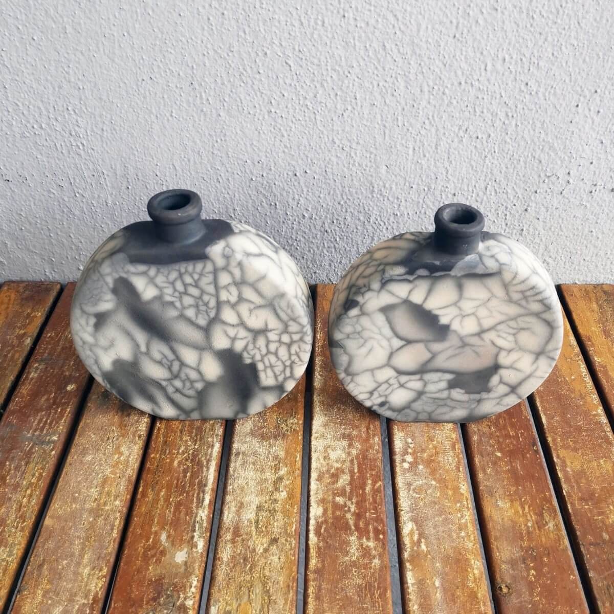 2 Pack Kumo raku pottery vases by RAAQUU