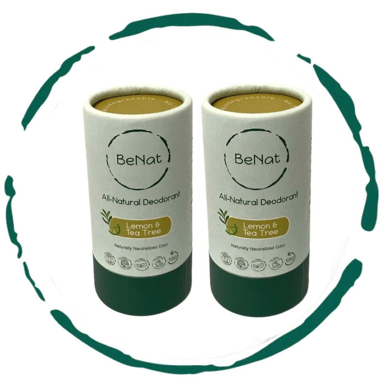 2-Pack All-Natural, Plastic-Free Deodorants by BeNat