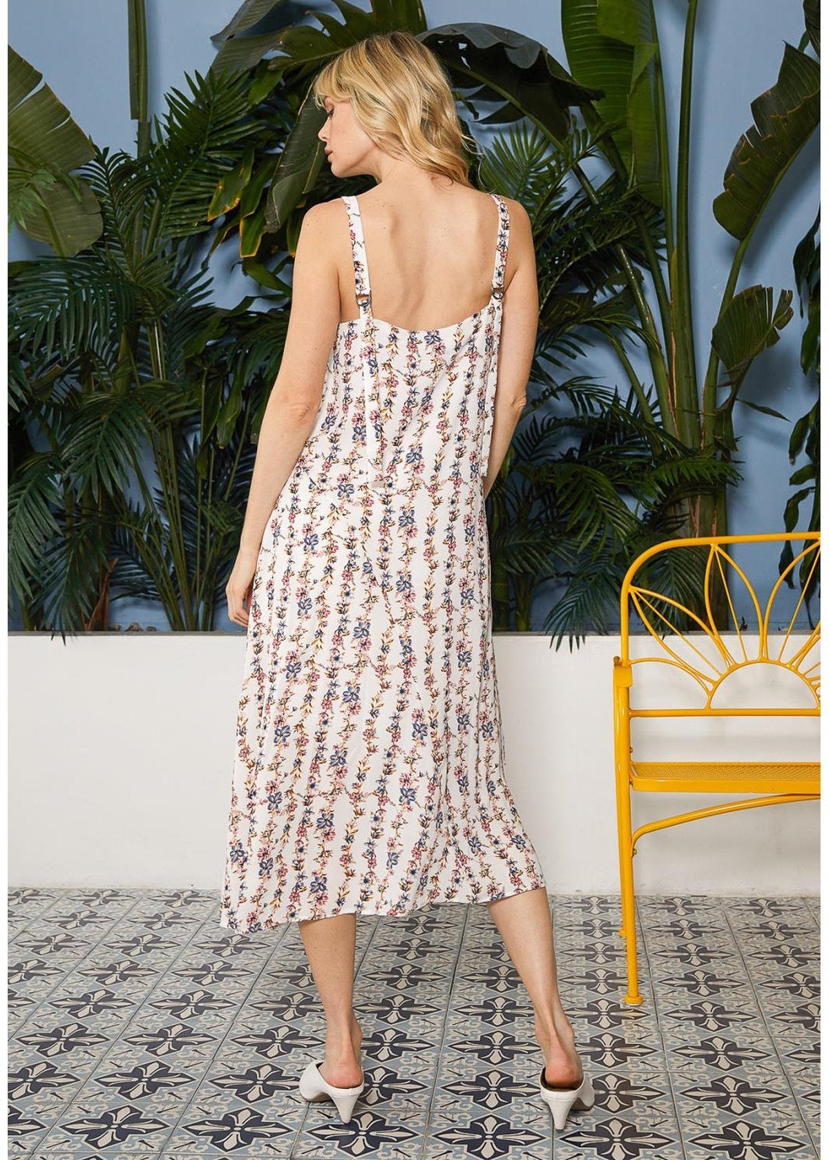 Floral V-Neck Sleeveless Maxi Dress by Shop at Konus