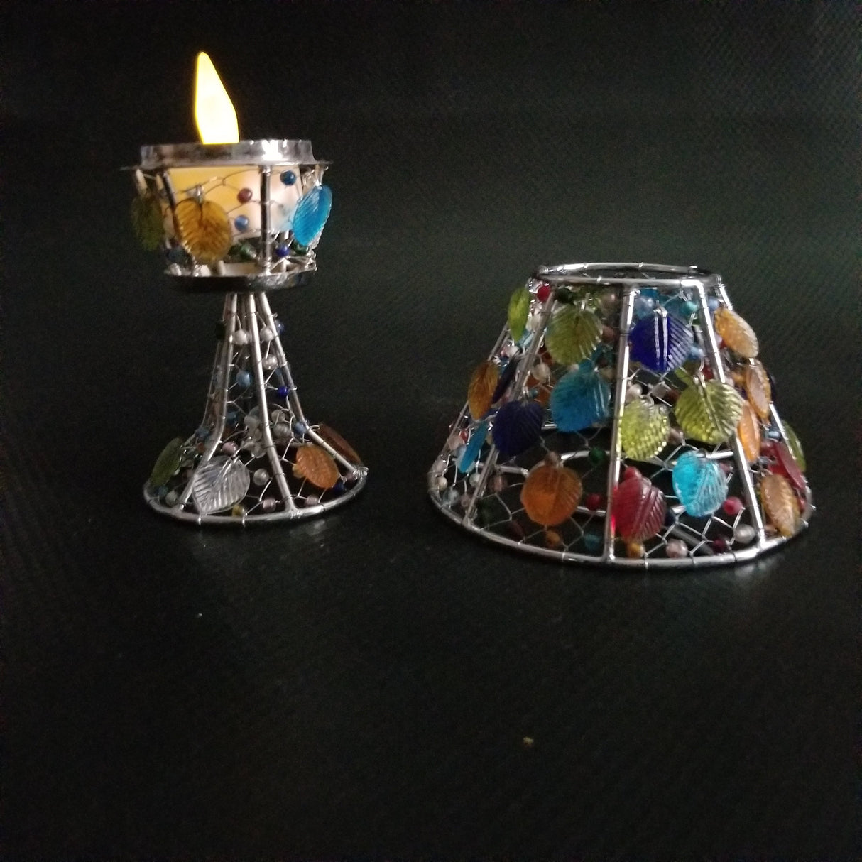 Handmade colored glass Tea Light candle holder by OMSutra