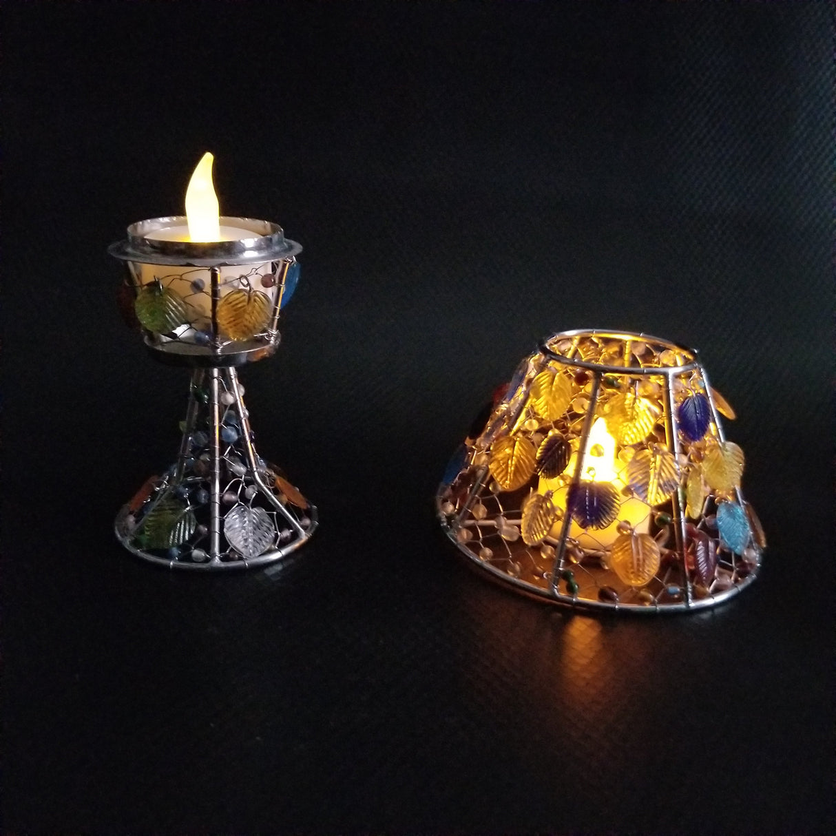 Handmade colored glass Tea Light candle holder by OMSutra