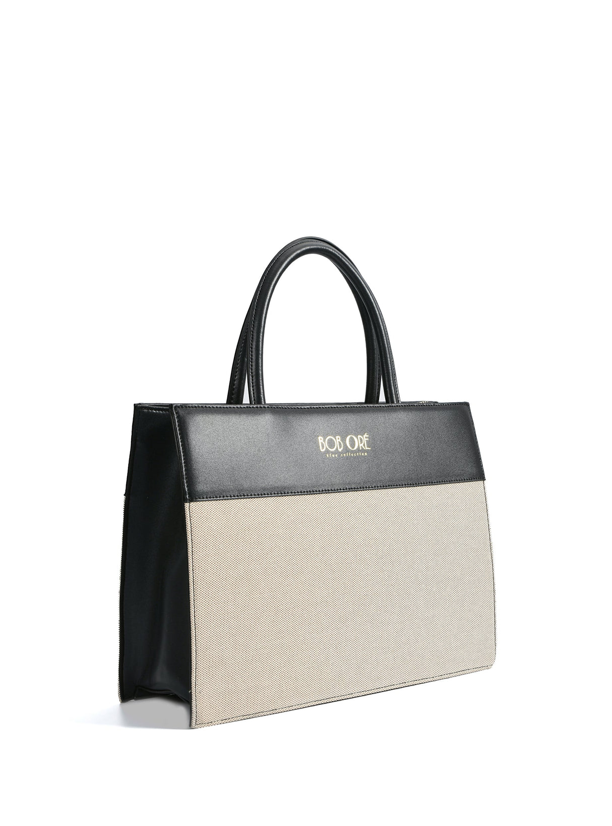 Victoria Tote Leather Canvas Combo Bag, Black by Bob Oré