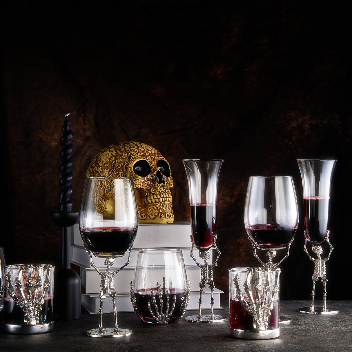 Skeleton Whiskey Glass Tumbler | Single | 10oz Halloween Skeleton Glasses 4.3" H, Goth Gifts, Skeleton Gifts, Skeleton Decor, Spooky Wine Gift Set, Perfect for Halloween Themed Parties by The Wine Savant