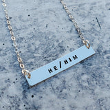 THEY/THEM Pronoun Bar Necklace by Salt and Sparkle