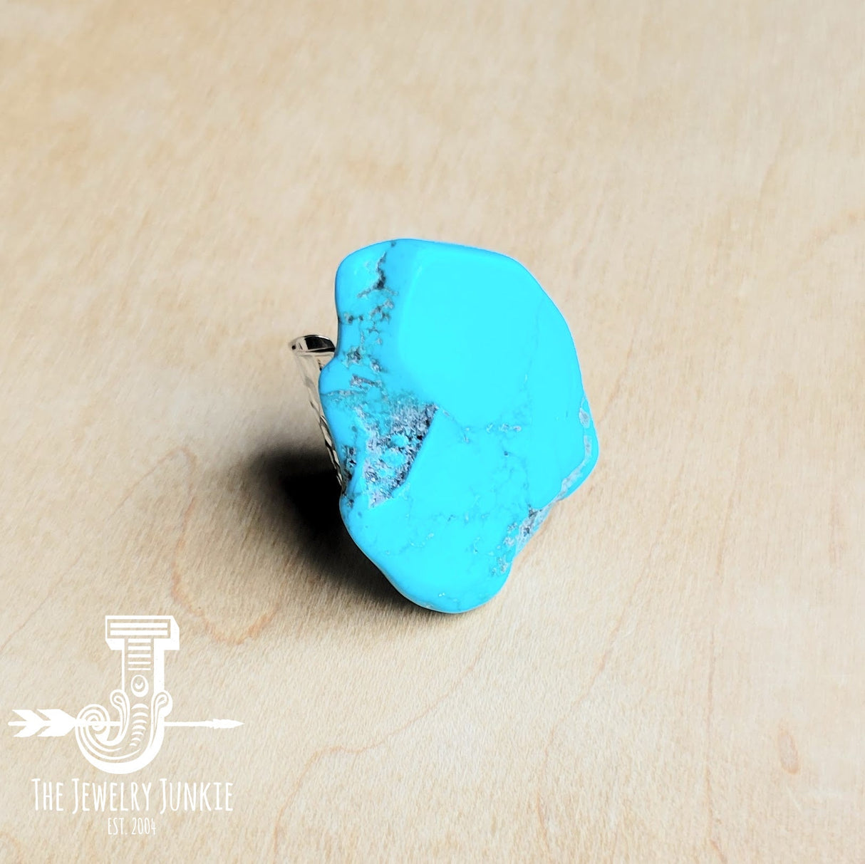 Blue Turquoise Slab Cocktail Statement Ring 012h by The Jewelry Junkie