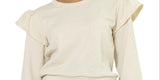 Leota Women's Ashley Ruffle Shoulder Sweatshirt White Size Small by Steals