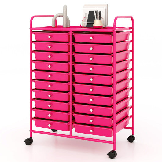 20 Removable Drawers Rolling Storage Cart Studio Organizer-Pink