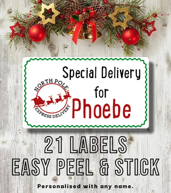 Sheet Of 21 Personalised Name North Pole Express Delivery Christmas Present Stickers Gift Labels Christmas stickers by WinsterCreations™ Official Store