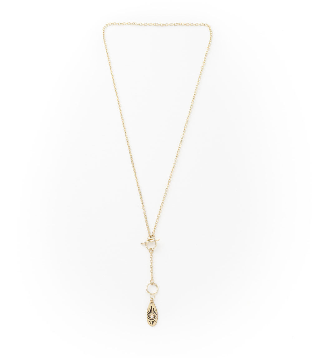 Ruchi Evil Eye Charm Gold Dainty Drop Lariat Necklace by Matr Boomie