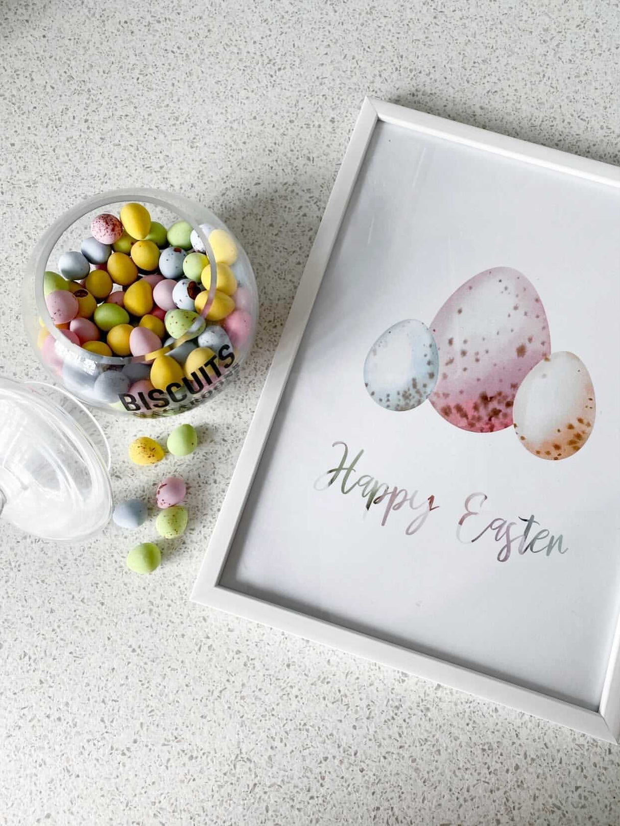 Happy Easter Pastel Eggs Spring Seasonal Wall Home Decor Print by WinsterCreations™ Official Store