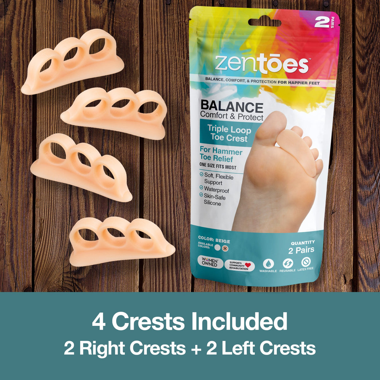 Triple Loop Hammer Toe Straightener Crest - 2 Pairs by ZenToes