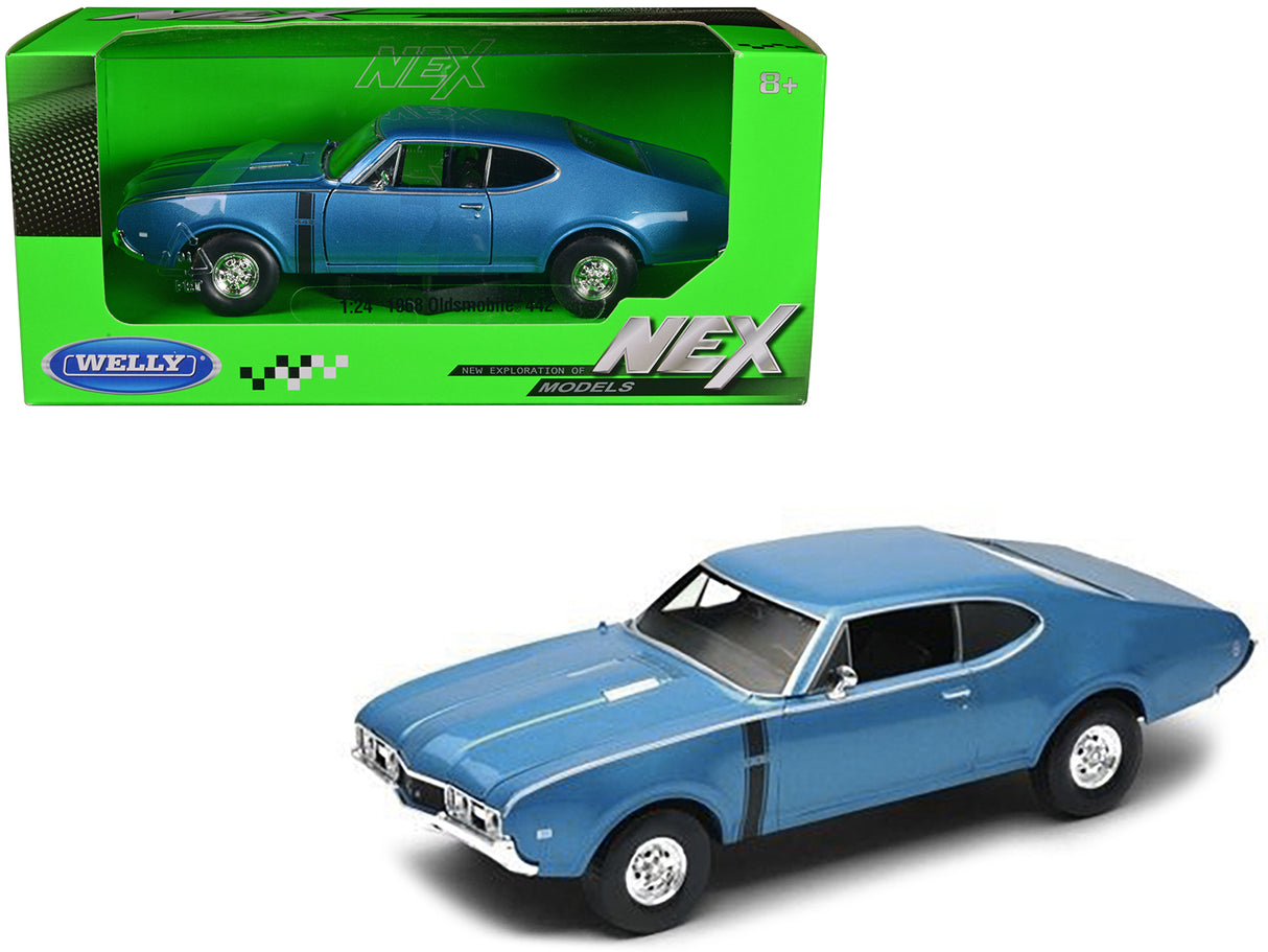 1968 Oldsmobile 442 Blue Metallic 1/24 Diecast Model Car by Welly