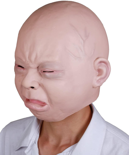 Halloween Costume Party Baby Mask Full Head for Adults Latex Cry Baby Mask by Js House - Vysn