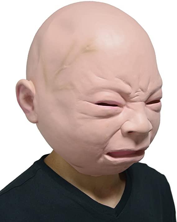 Halloween Costume Party Baby Mask Full Head for Adults Latex Cry Baby Mask by Js House - Vysn