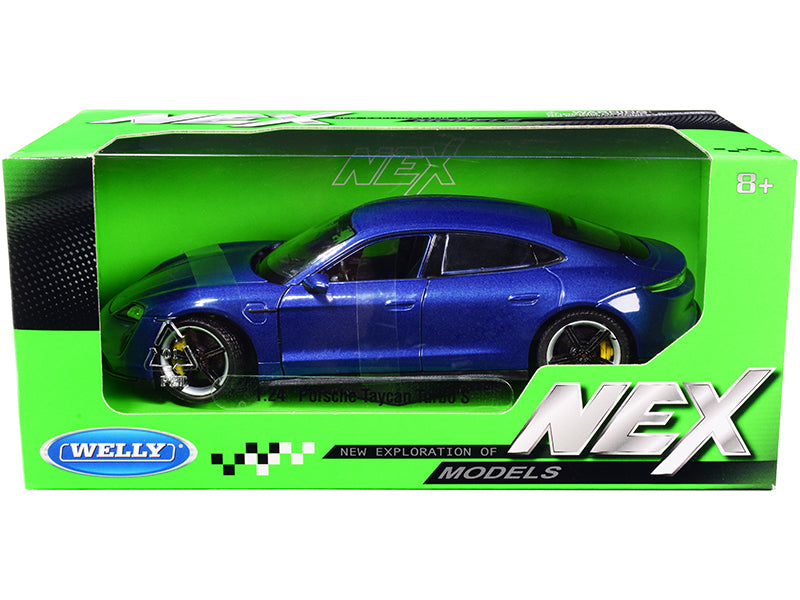 Porsche Taycan Turbo S Blue Metallic "NEX Models" 1/24 Diecast Model Car by Welly