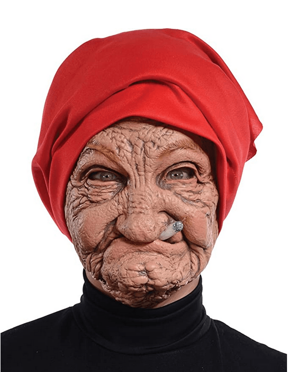 Halloween Old Nana Latex Mask with Head Scarf by Js House - Vysn