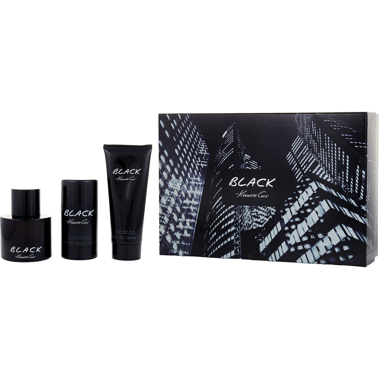 KENNETH COLE BLACK by Kenneth Cole - EDT SPRAY 3.4 OZ & AFTERSHAVE BALM 3.4 OZ & DEODORANT STICK ALCOHOL FREE 2.6 OZ - Men