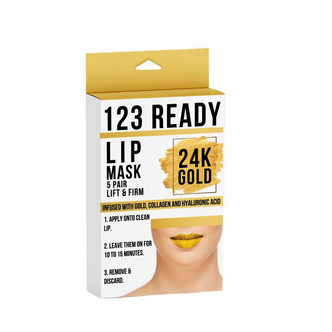 123 Ready 24K GOLD LIFT & FIRM GEL LIP PATCHES 5 PC by ZAQ Skin & Body