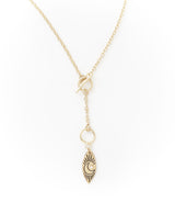 Ruchi Crescent Moon Charm Gold Dainty Drop Lariat Necklace by Matr Boomie