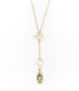 Ruchi Evil Eye Charm Gold Dainty Drop Lariat Necklace by Matr Boomie