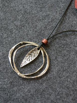 Leaf Double Circle Fresh Necklace by migunica