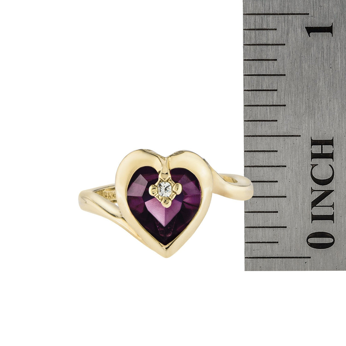 Vintage 1970s Heart Shape Ring with Clear Austrian Crystal 18k Yellow Gold Electroplated by PVD Vintage Jewelry